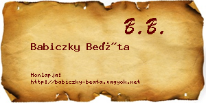 Babiczky Beáta névjegykártya