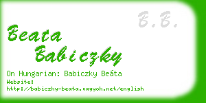 beata babiczky business card